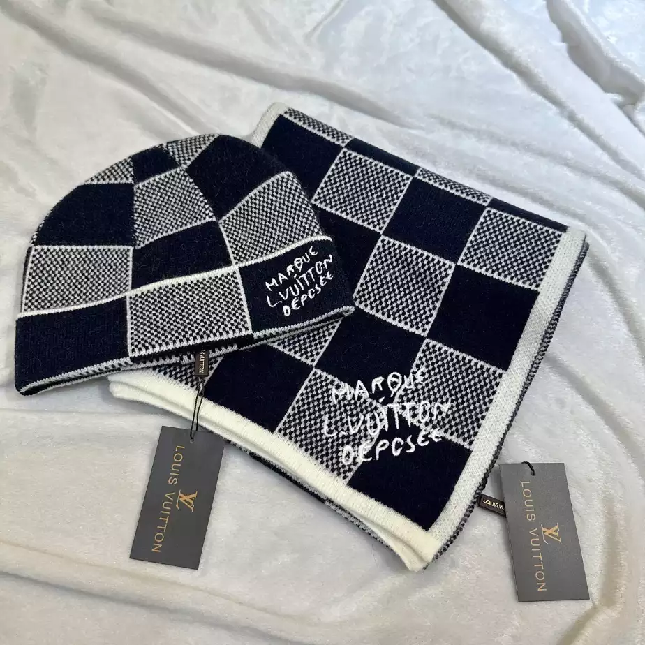 Louis Vuitton Scarf & Beanie Set
