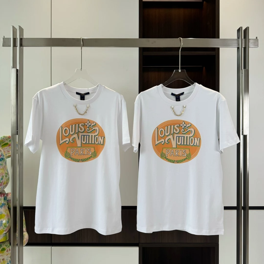 PARIS TRAVEL STAMP T-SHIRT IN WHITE - LVTS104 Damier Jacquard Short-Sleeved Crewneck - LVTS089