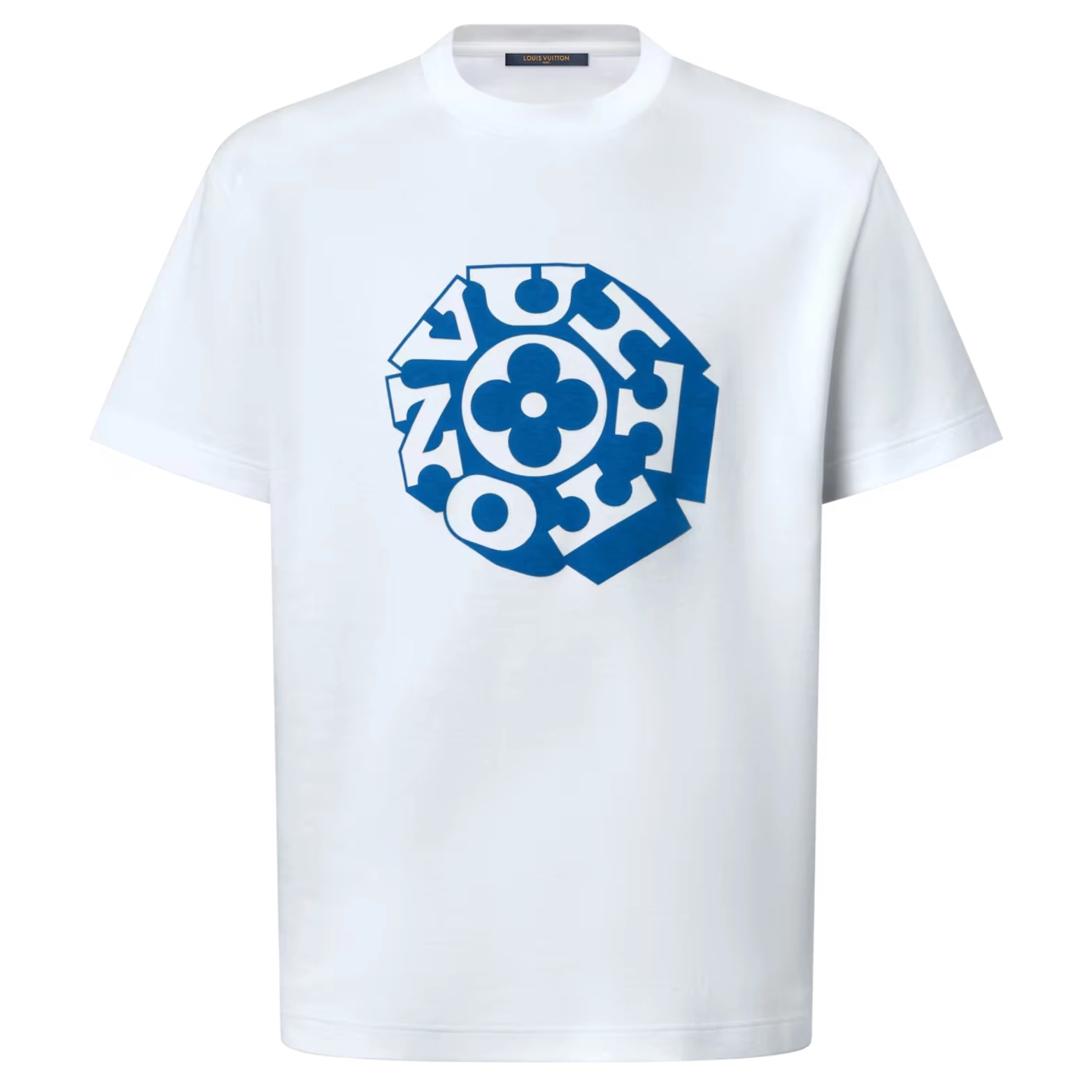 PRINTED SIGNATURE T-SHIRT IN WHITE - LVTS099 Damier Jacquard Short-Sleeved Crewneck - LVTS089