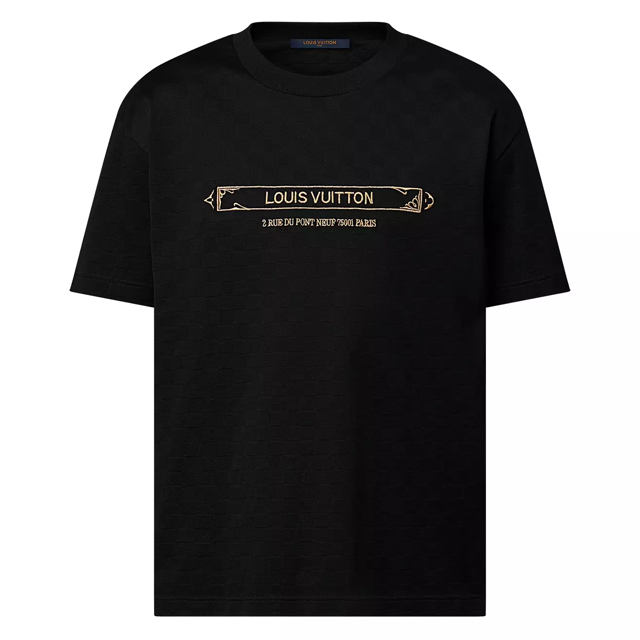 SIGNATURE PATCH COTTON T-SHIRT IN BLACK - LVTS111 Damier Jacquard Short-Sleeved Crewneck - LVTS089