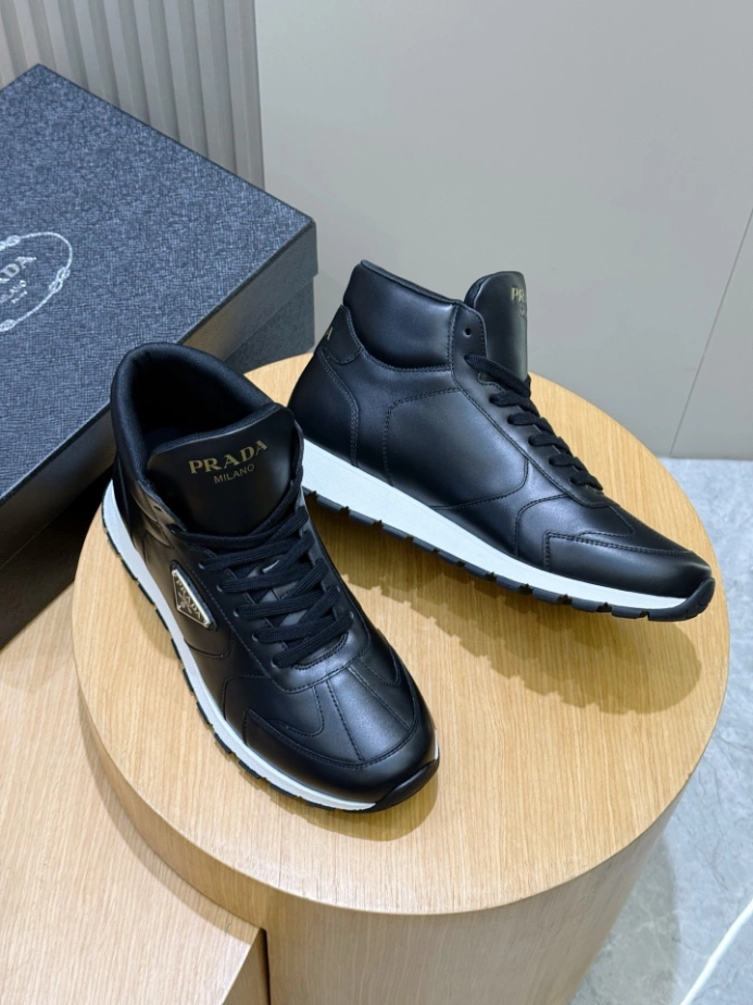 PRADA BRUSHED LEATHER SNEAKERS - PRS072